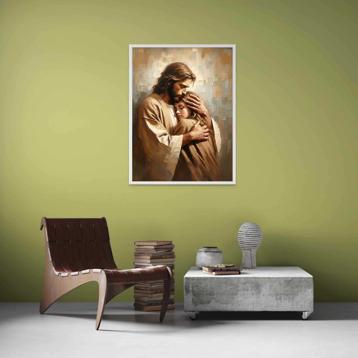 Love Him Jesus Hugging Woman Christian Art - Image 2