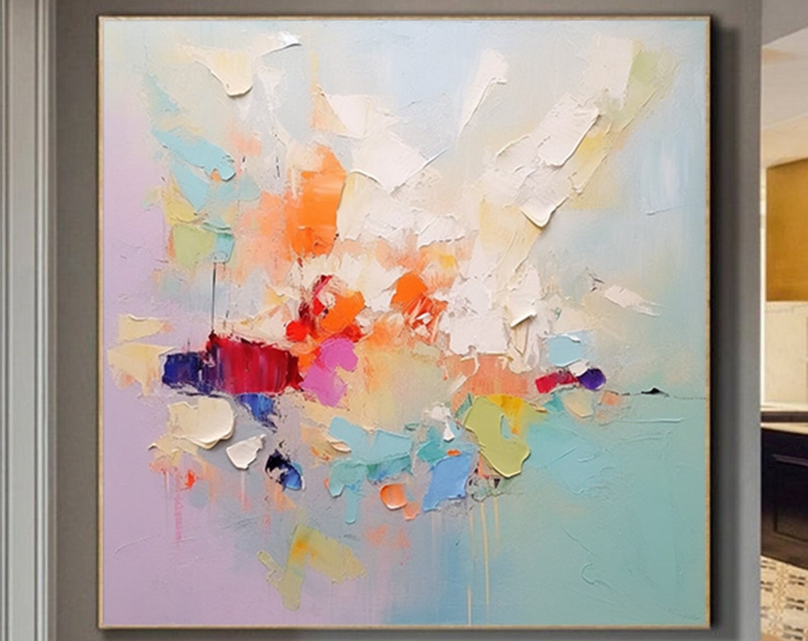 Pastel Confetti Splash Abstract Impasto Modern Painting Poster