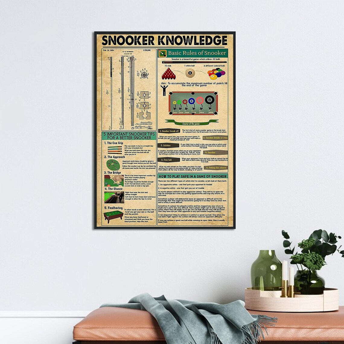 Snooker Knowledge Vintage Poster, Basic Rules Guide - Image 3