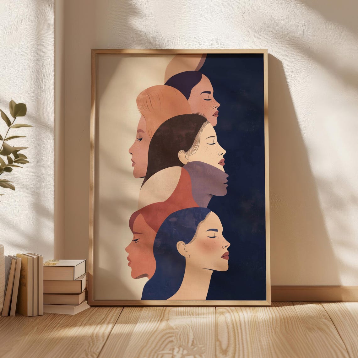 Diverse Women Faces Feminist Modern Illustration Empower Poster