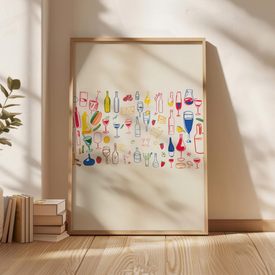 Colorful Aperitivo Drinks Bar Snacks Illustrated Kitchen Poster
