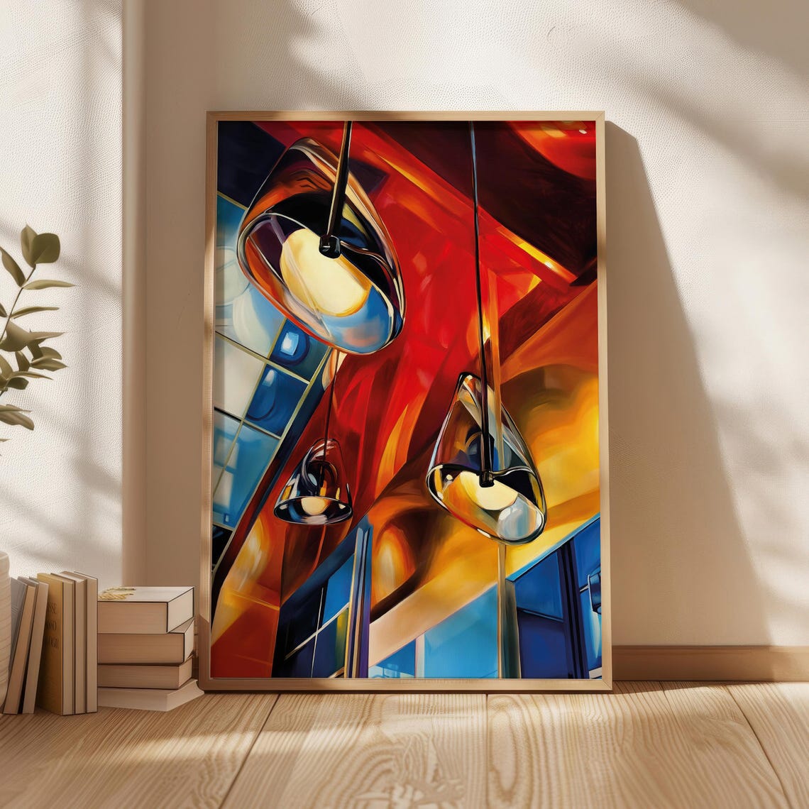 Art Deco Pendant Light Fixtures Bold Color Modern Decor Art Print