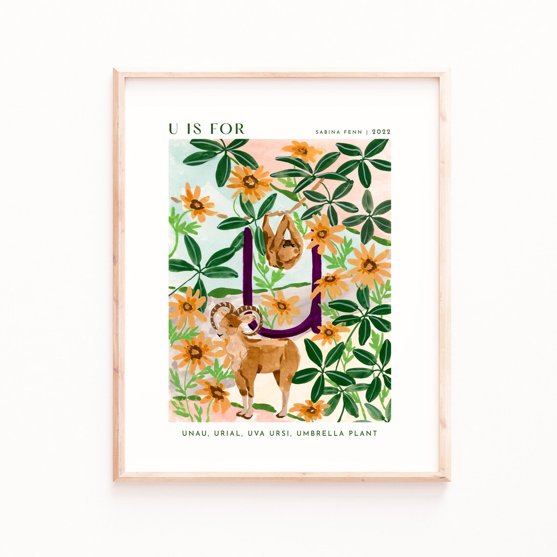 Monogram U Art Print, Alphabet Nursery Decor