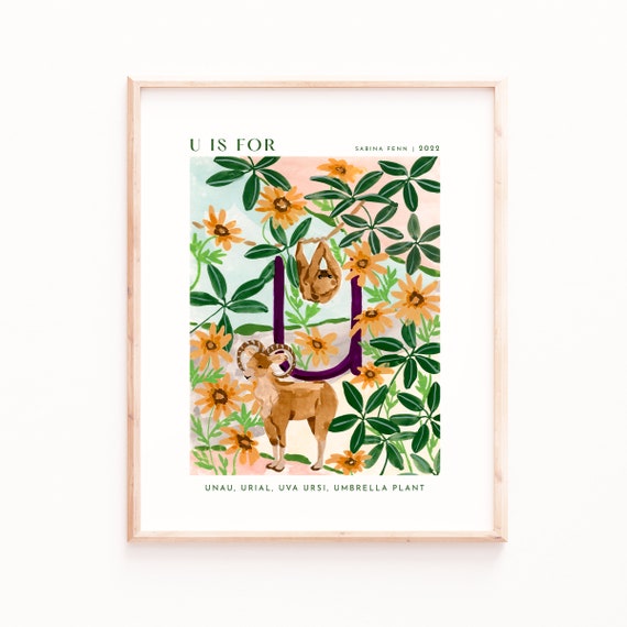 Monogram U Art Print, Alphabet Nursery Decor