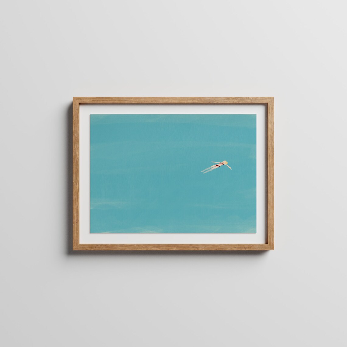 Blonde Girl Floating In Pool, Minimalist Pool House Print - Image 3