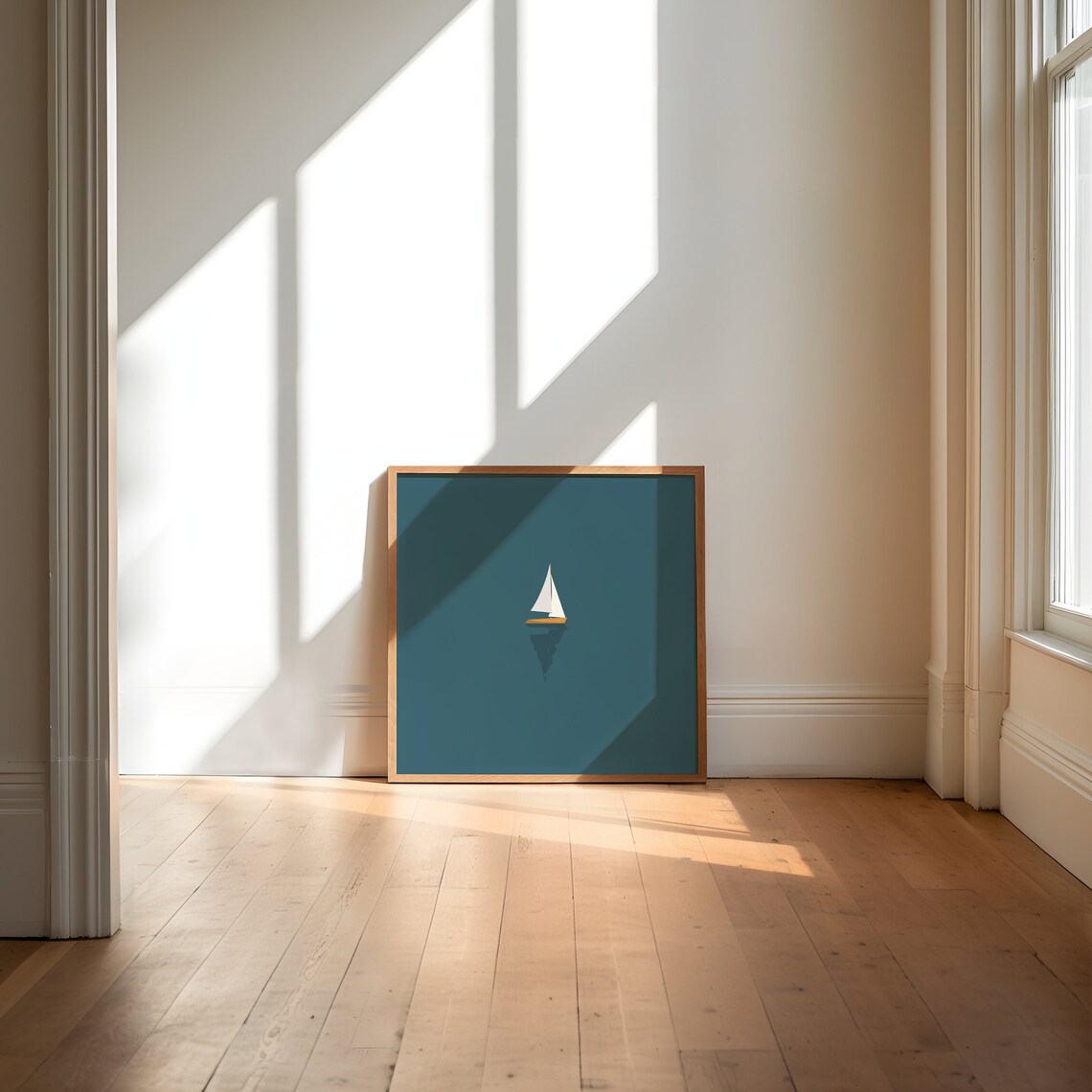 Tiny Sailboat Minimalist Ocean Poster, Nautical Decor - Image 4