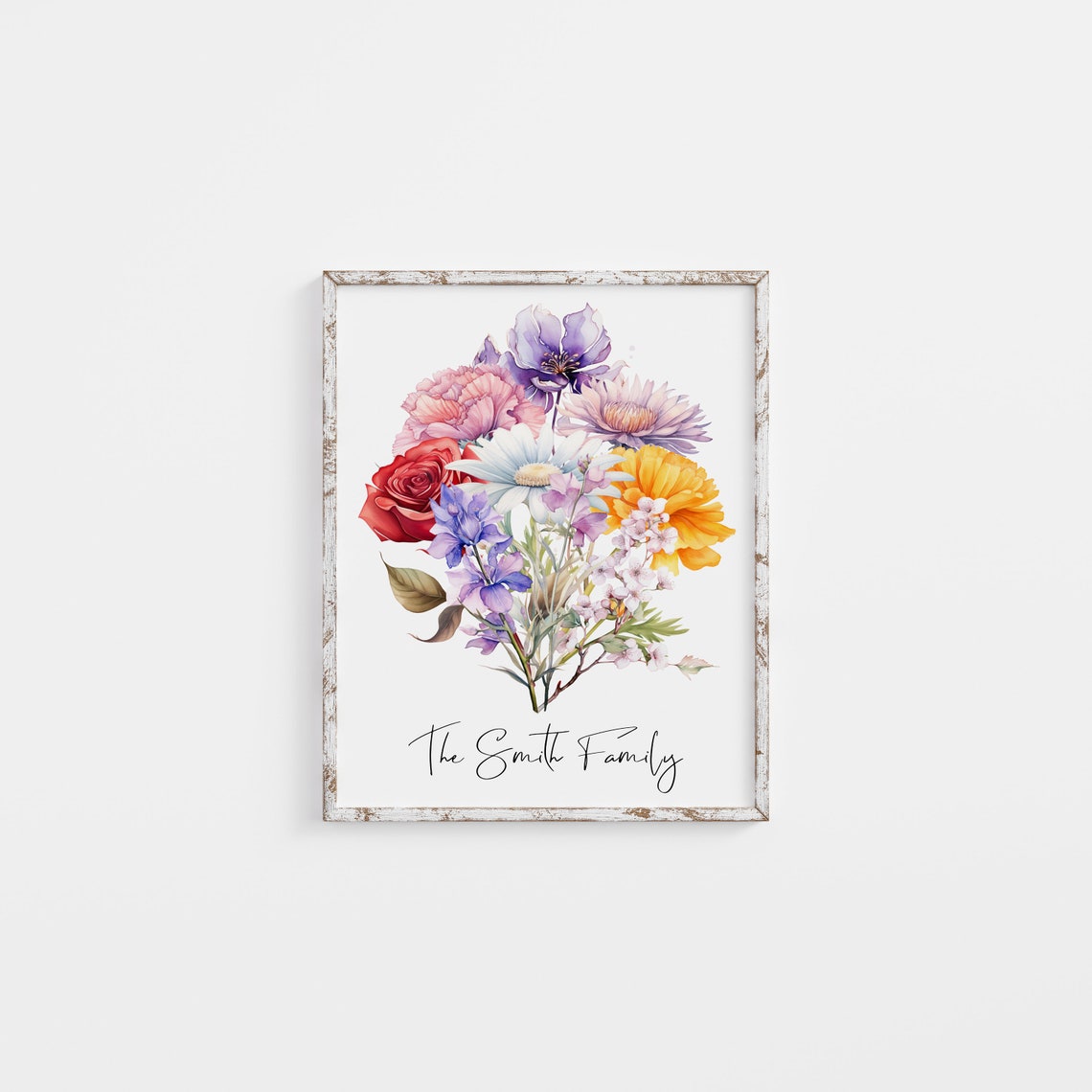 Grandma's Bunch Watercolor Bouquet Poster Personalized Family Gift - Image 2