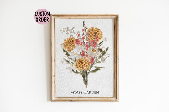 Family Birth Flower Bouquet Gift For Mom Poster