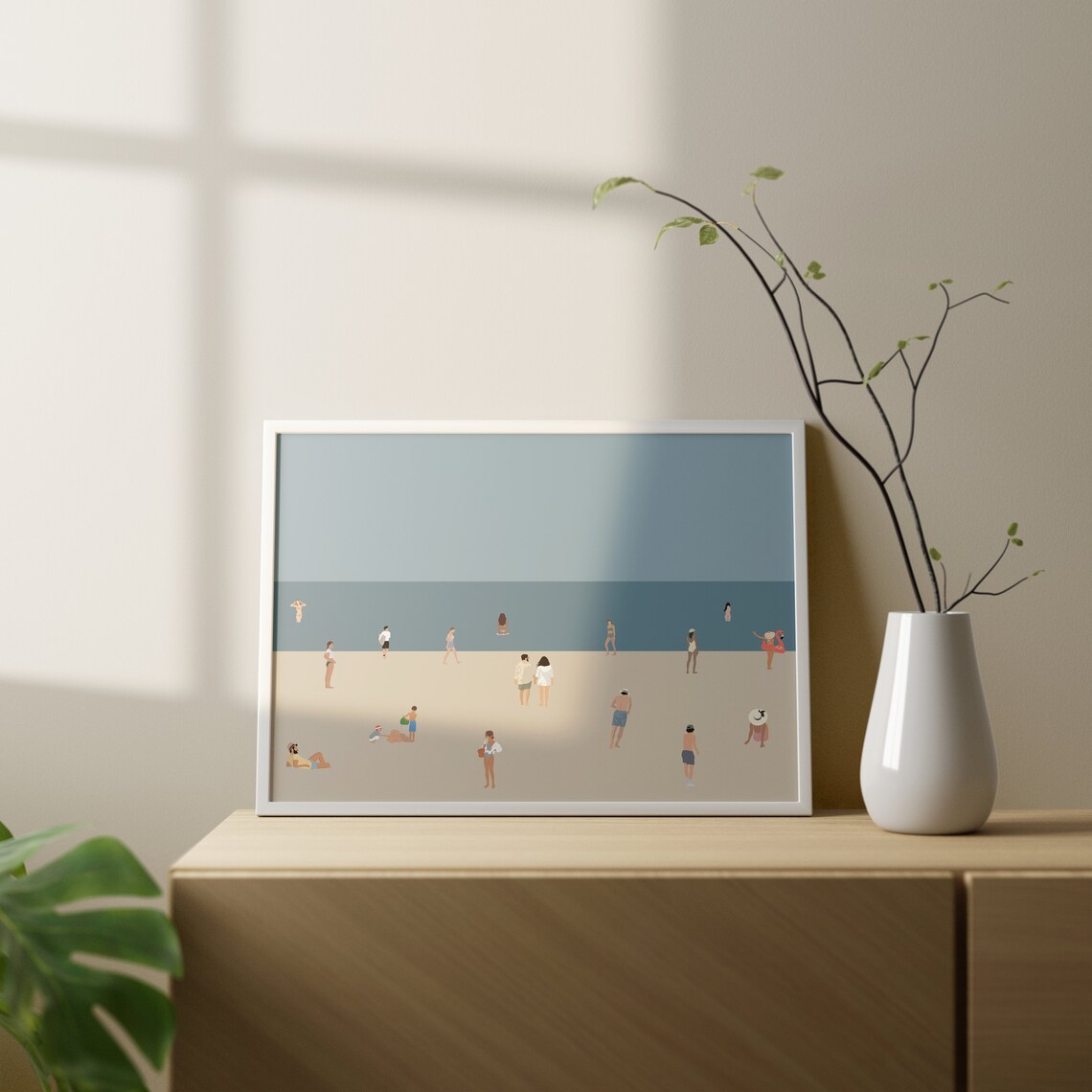 Minimalist Beach Swimming Print, Summer Beach House Decor - Image 3