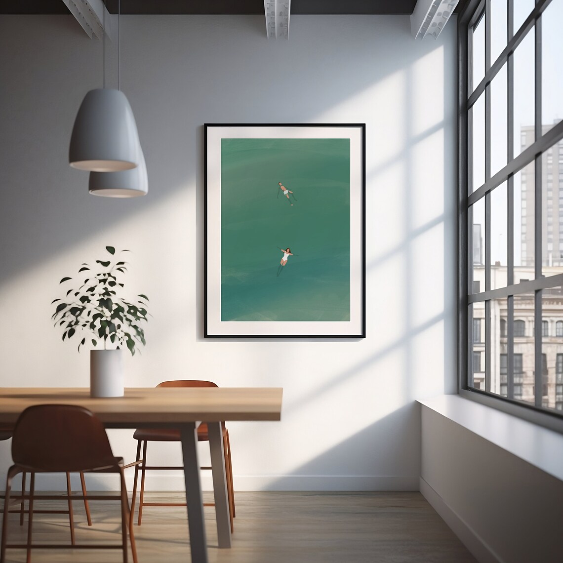 Man and Woman Floating in Pool, Summer Wall Art - Image 2