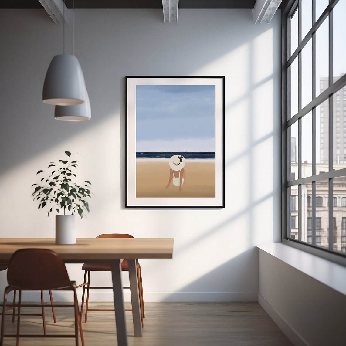 Beach Woman Print, Minimalist Coastal Decor - Image 3