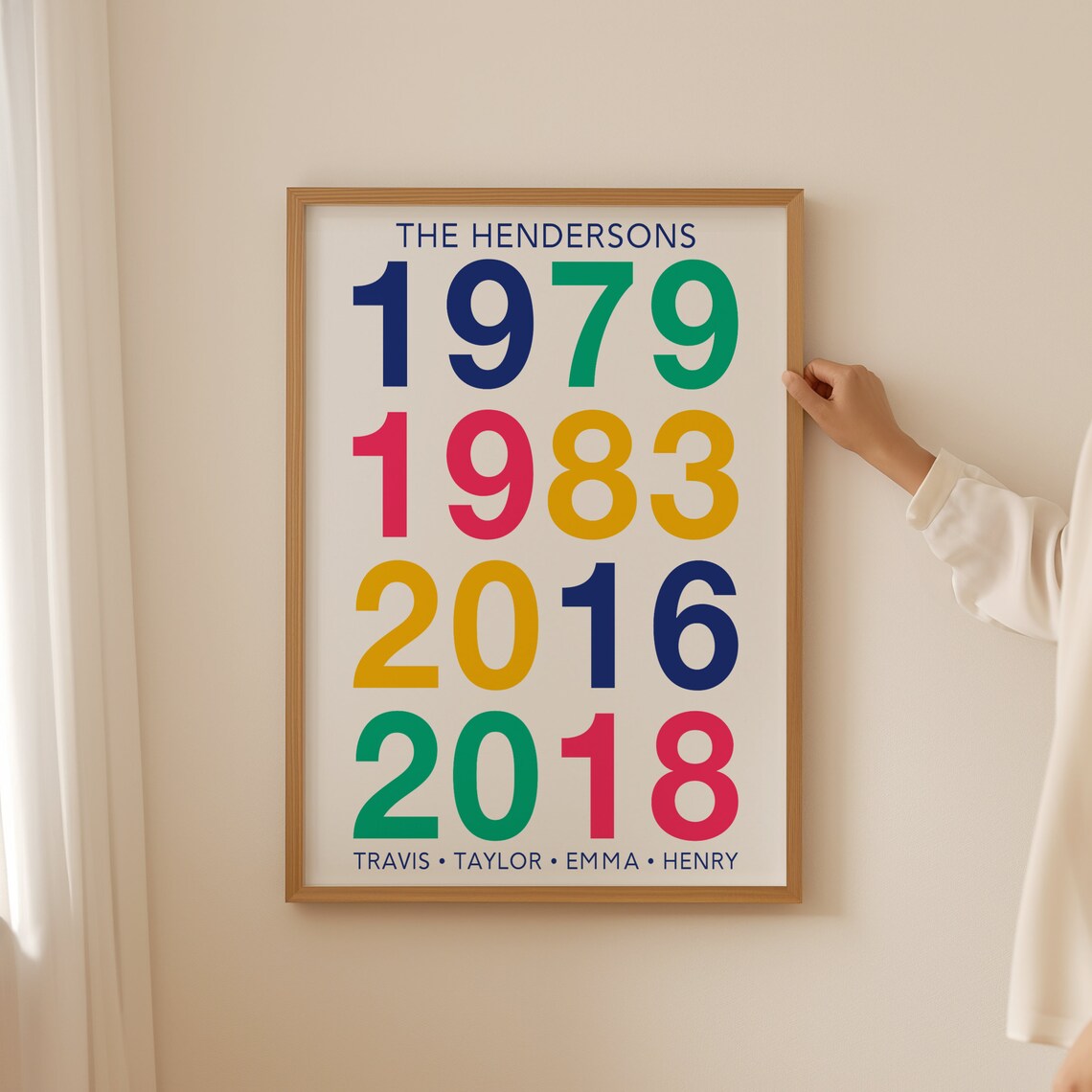 Custom Year Family Portrait, Kids Room Typography Art Print
