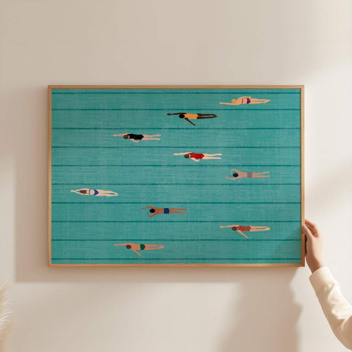 People Swimming in Pool Cute Summer Art Print