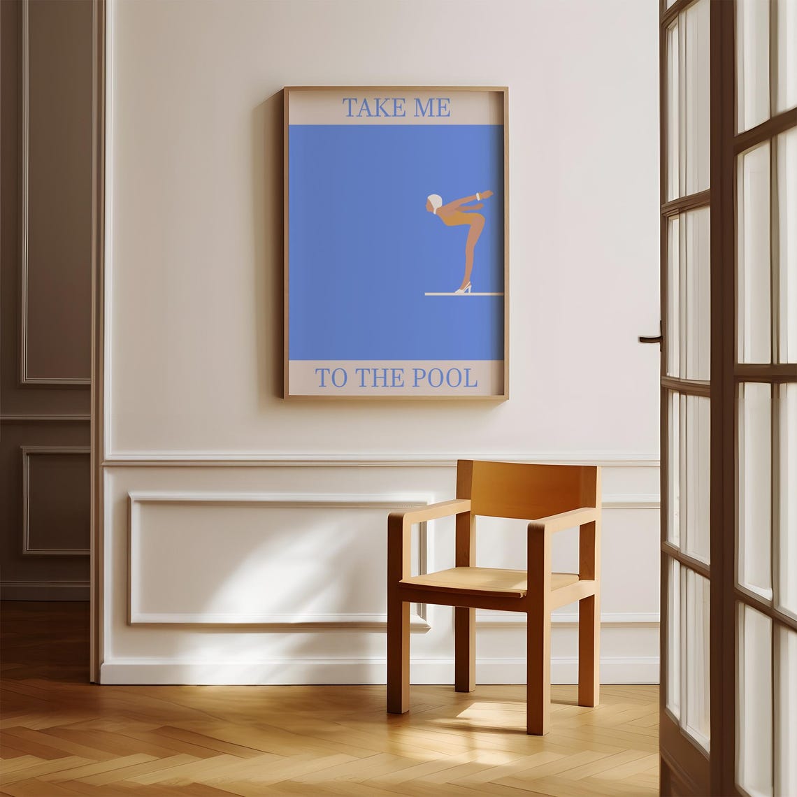 Take Me To The Pool Retro Woman Diver Minimalist Summer Art Poster - Image 2