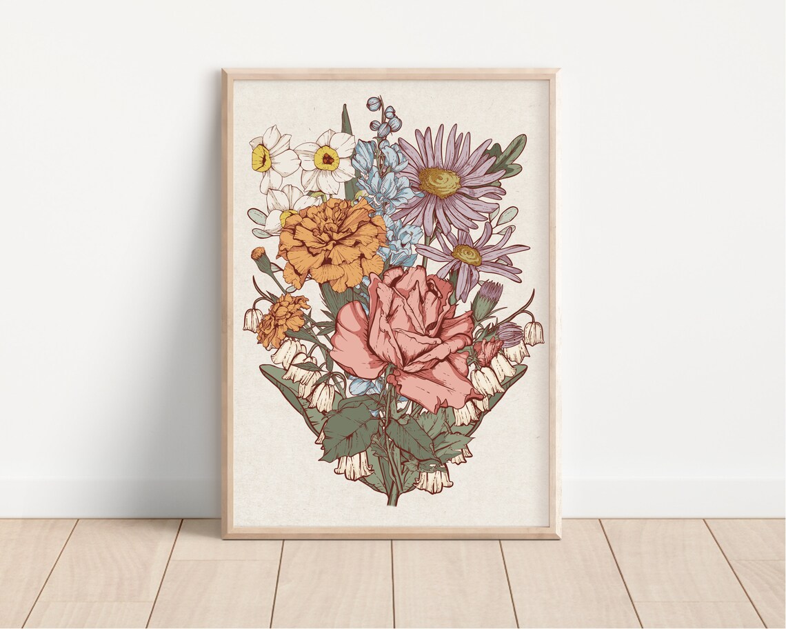 Birth Flower Family Bouquet Gift For Mom Poster - Image 2
