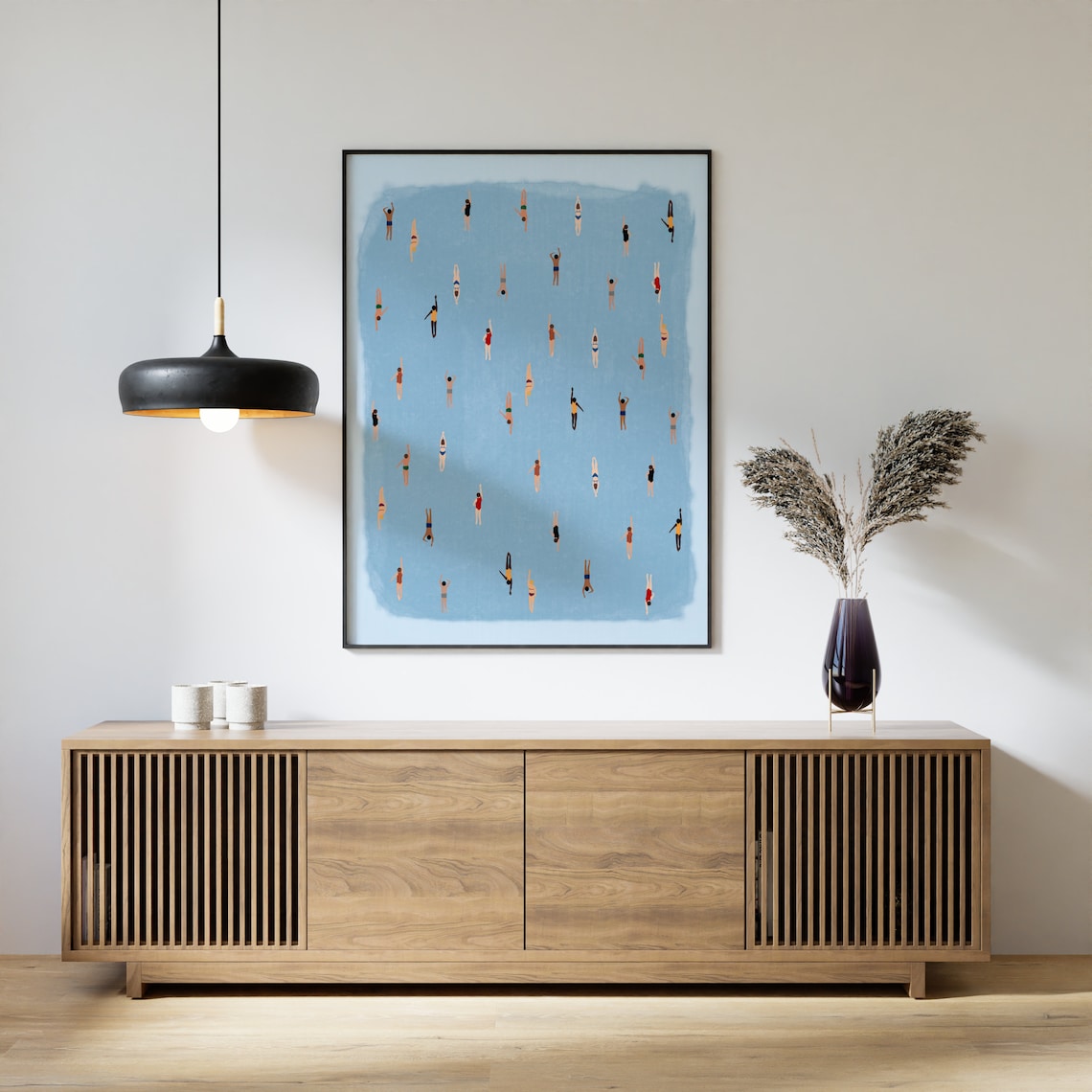 Swimming In Watercolor Art Print, Minimalist Beach House Decor - Image 3