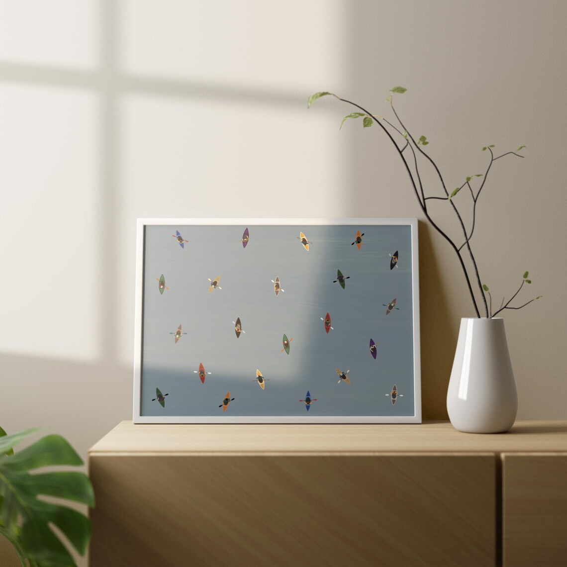 Tiny Kayaker Retro Minimalist People Art Print - Image 4