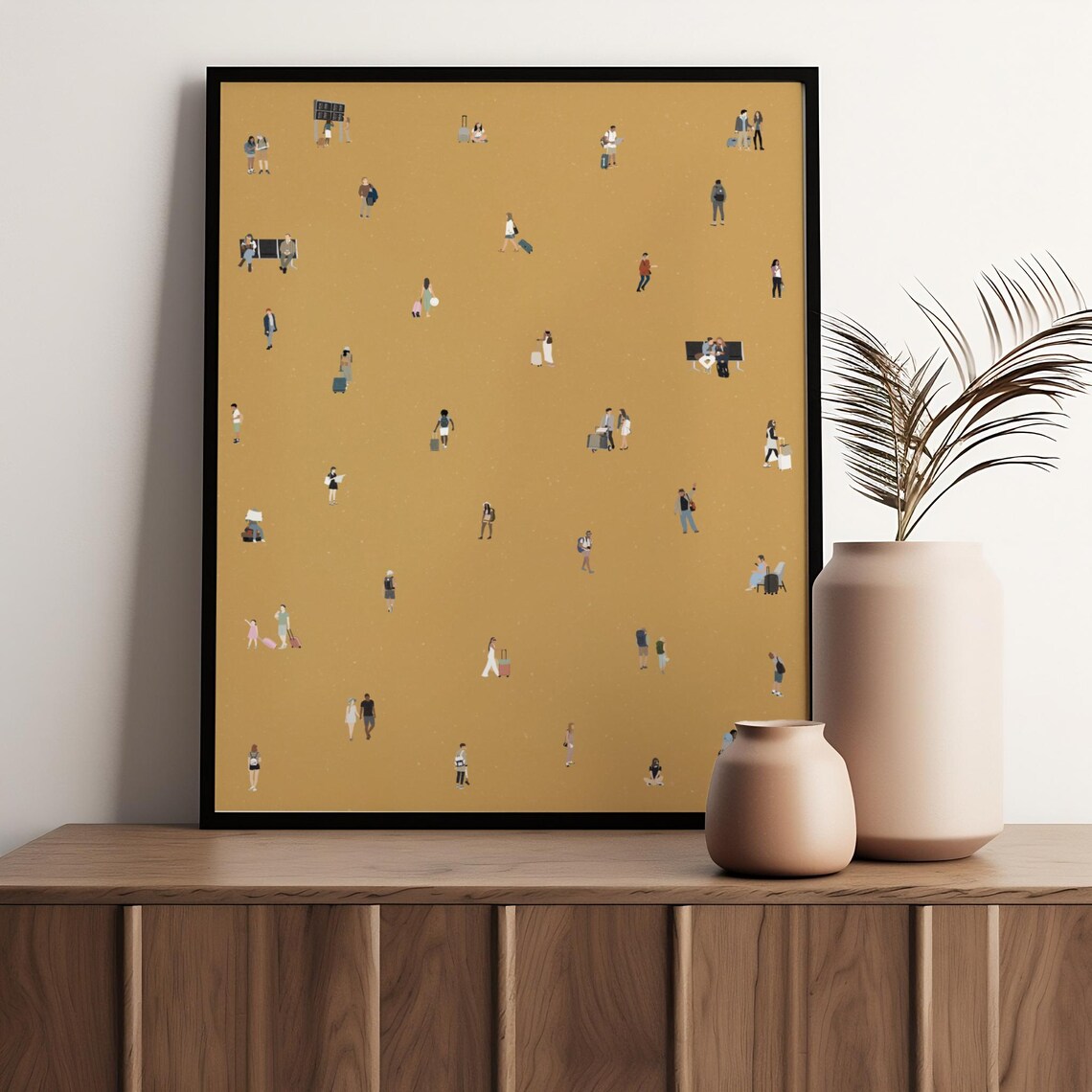 Tiny People Airport Minimalist Travel Art Print - Image 4