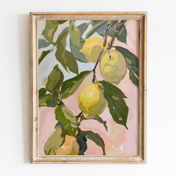 Lemons Art Print, Trendy Spring Botanical Decor