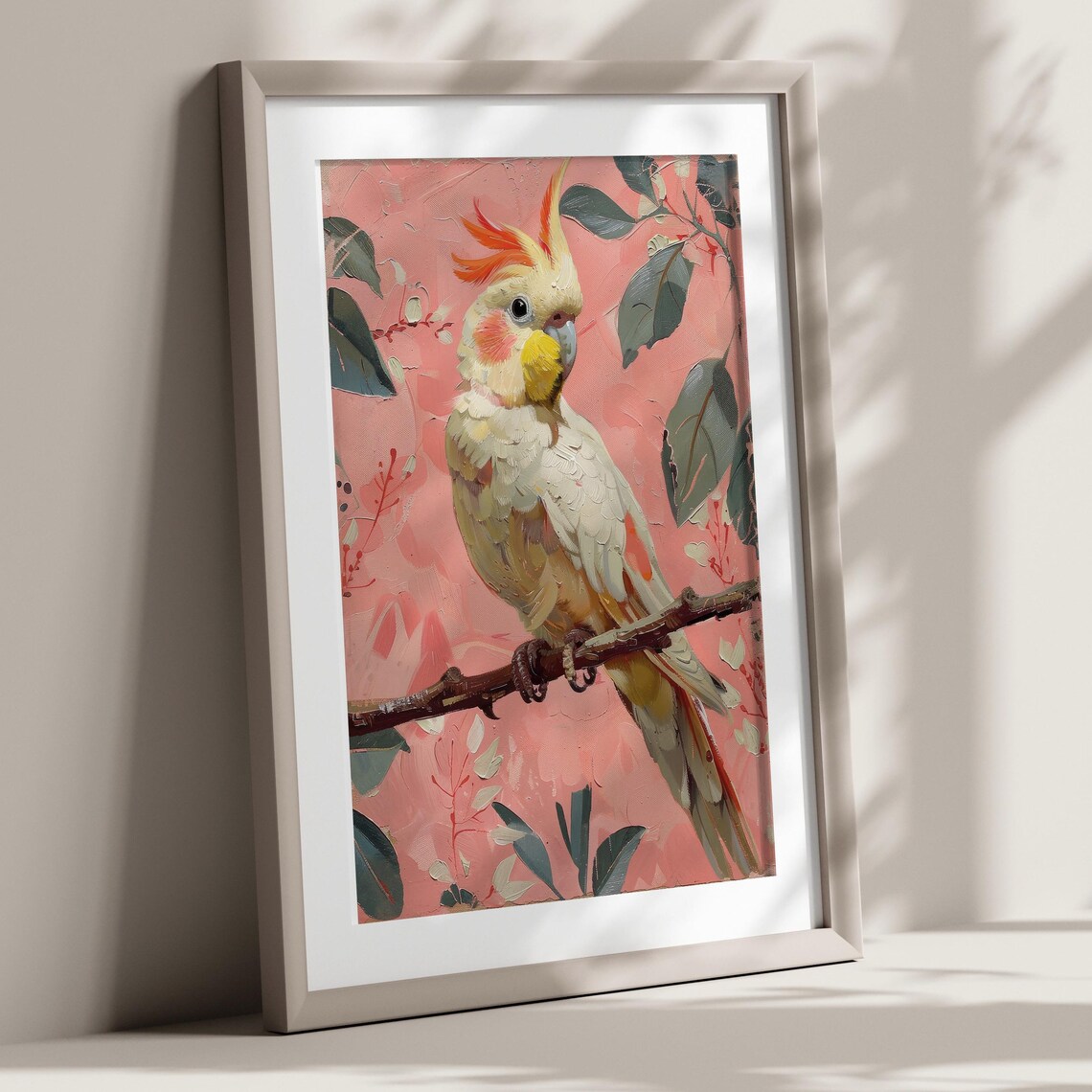 Cockatiel Pink Summer Bird Art Print, Preppy Decor - Image 4