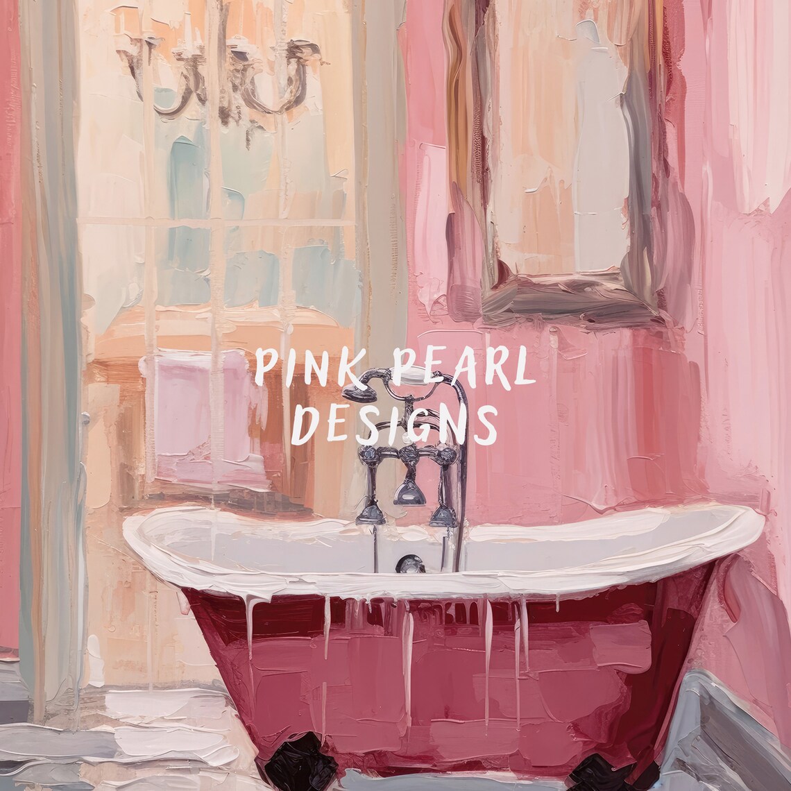 Pink Vintage Girly Bathroom Art Print, Coquette Aesthetic - Image 2