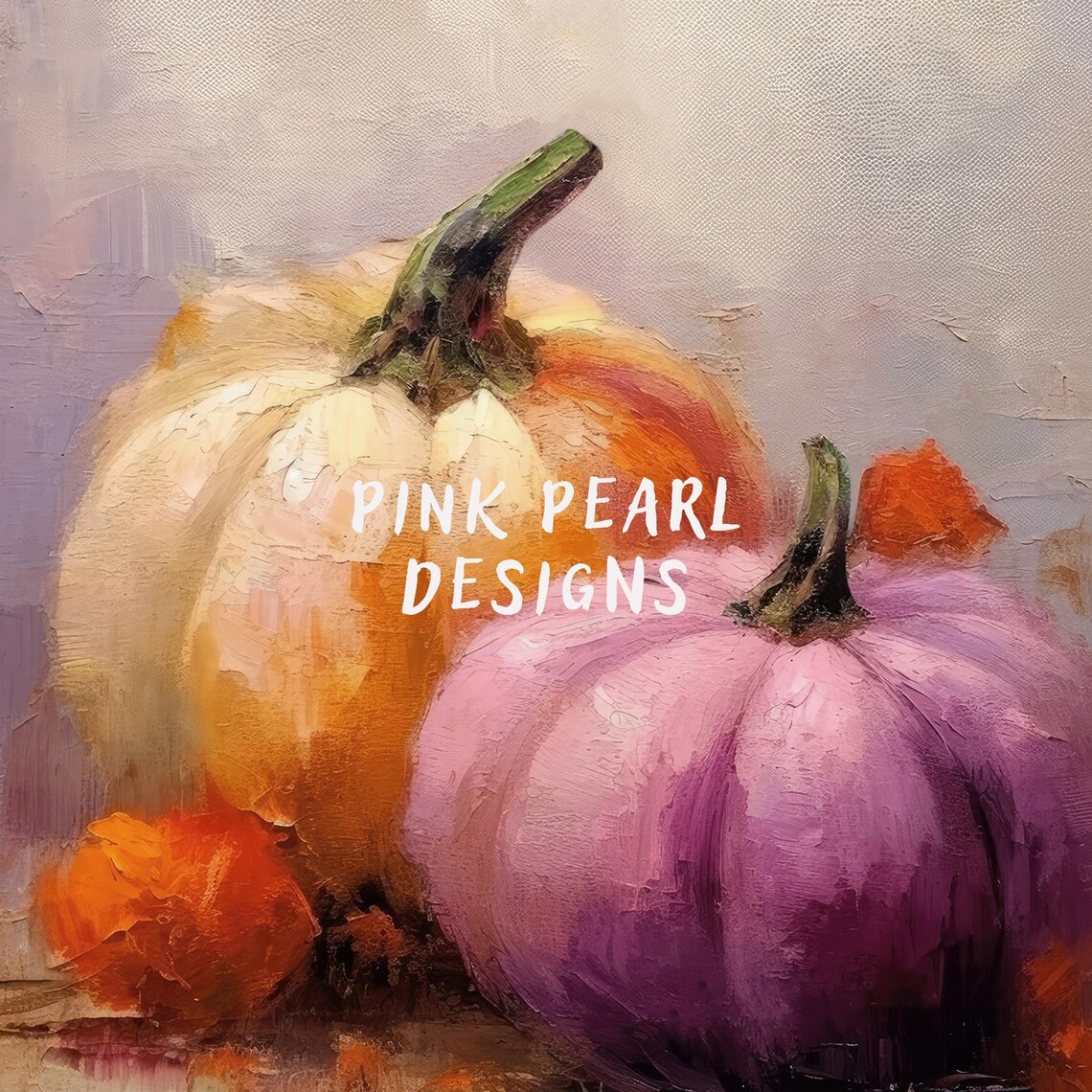 Pastel Pumpkins Still Life Cream Pink Purple Fall Harvest Kitchen Poster - Image 6