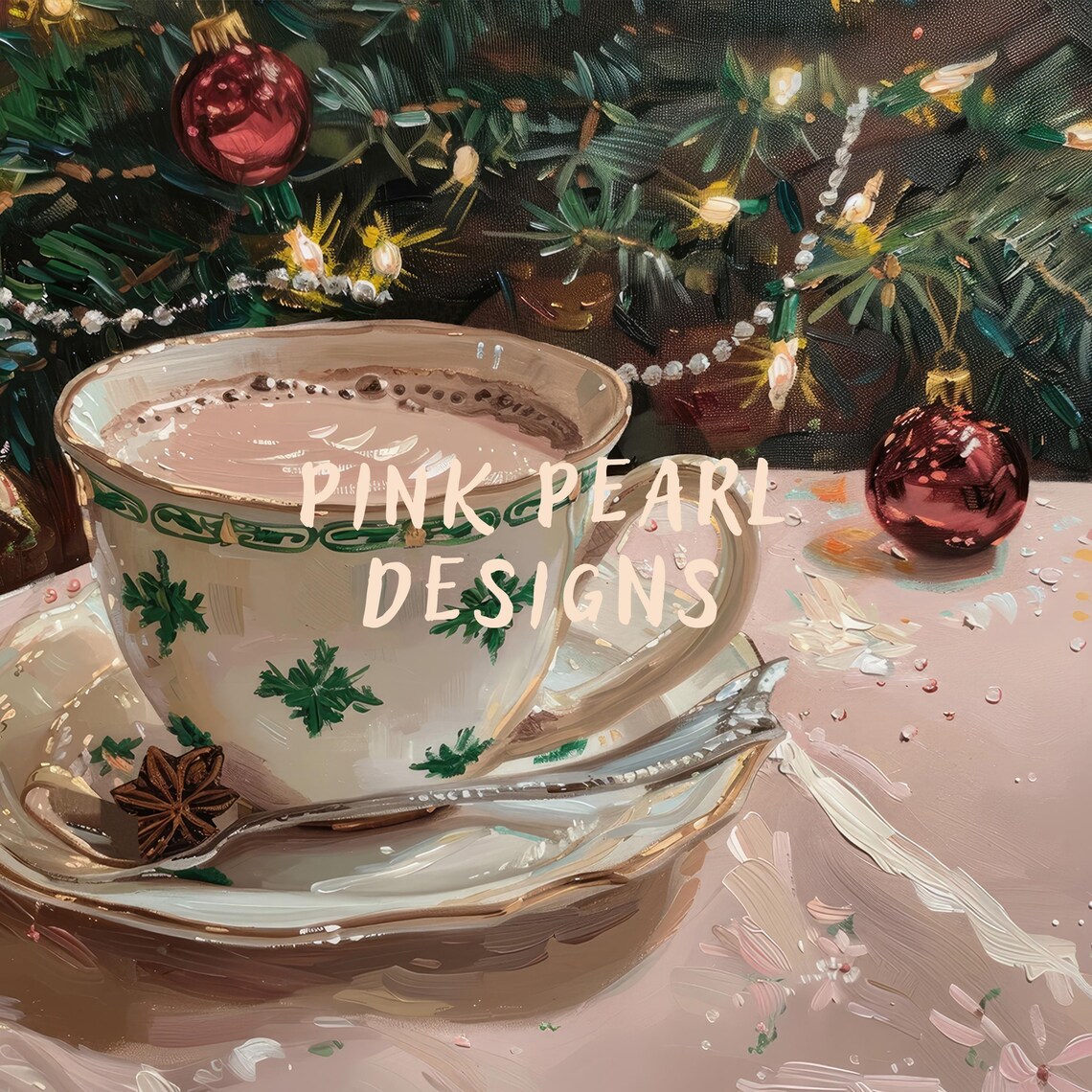 Hot Chocolate Cup By Decorated Christmas Tree Holiday Poster - Image 2