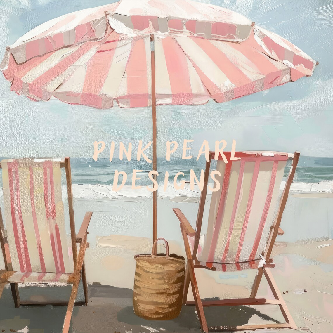 Pink Beach Umbrella Chairs Travel Poster, Summer Decor - Image 6