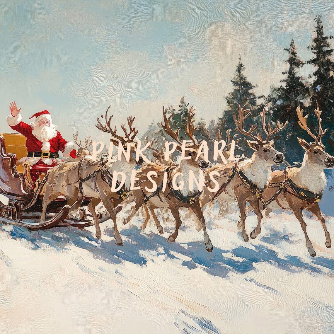 Santa Claus Christmas Art Print, Vintage Holiday Decor - Image 2