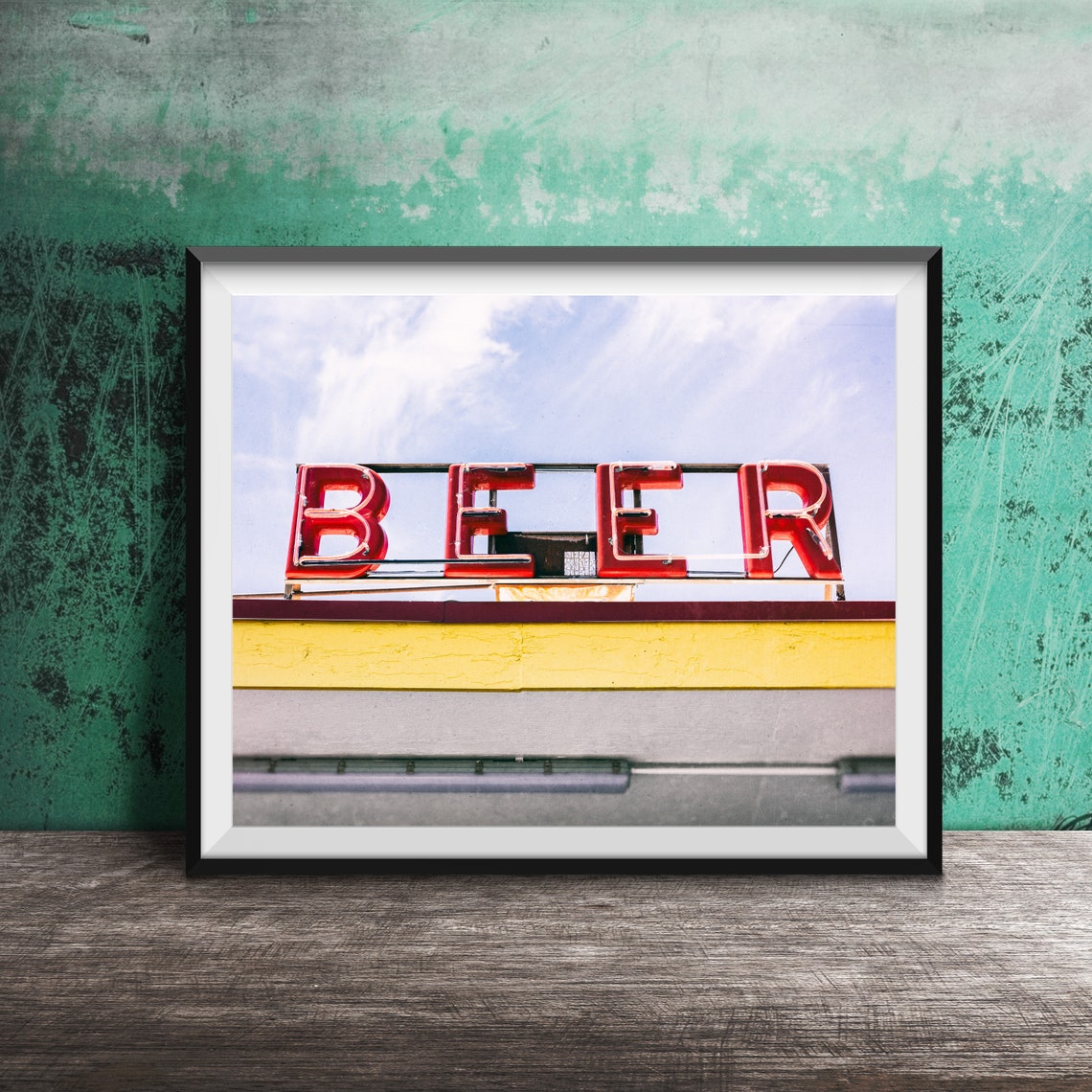 Beer Unframed Photography Print Restaurant Bar Kitchen Decor Drive In Diner Neon Sign
