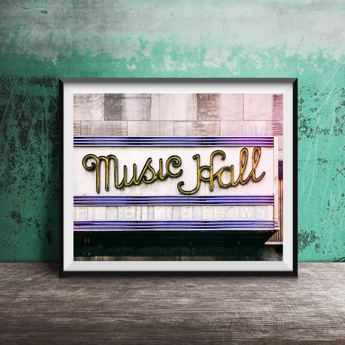 Radio City Music Hall Neon Marquee New York City Night Poster