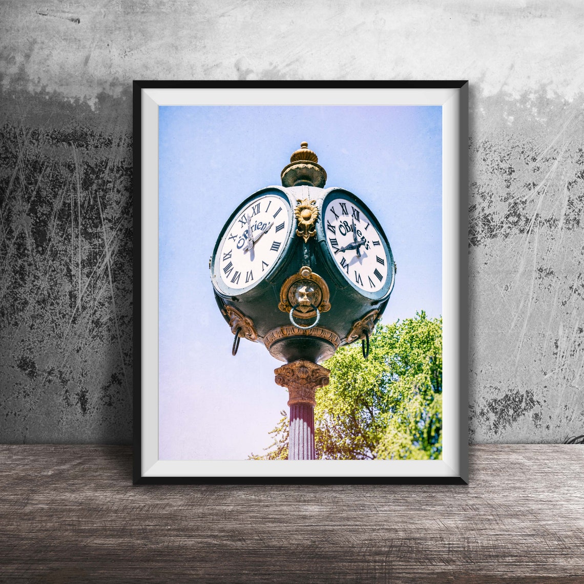 Obriens Antique Double Sided Street Clock Old Town Chicago Poster