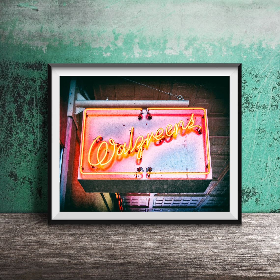 Walgreens Orange Neon Script Sign Vintage Drugstore Retro Poster