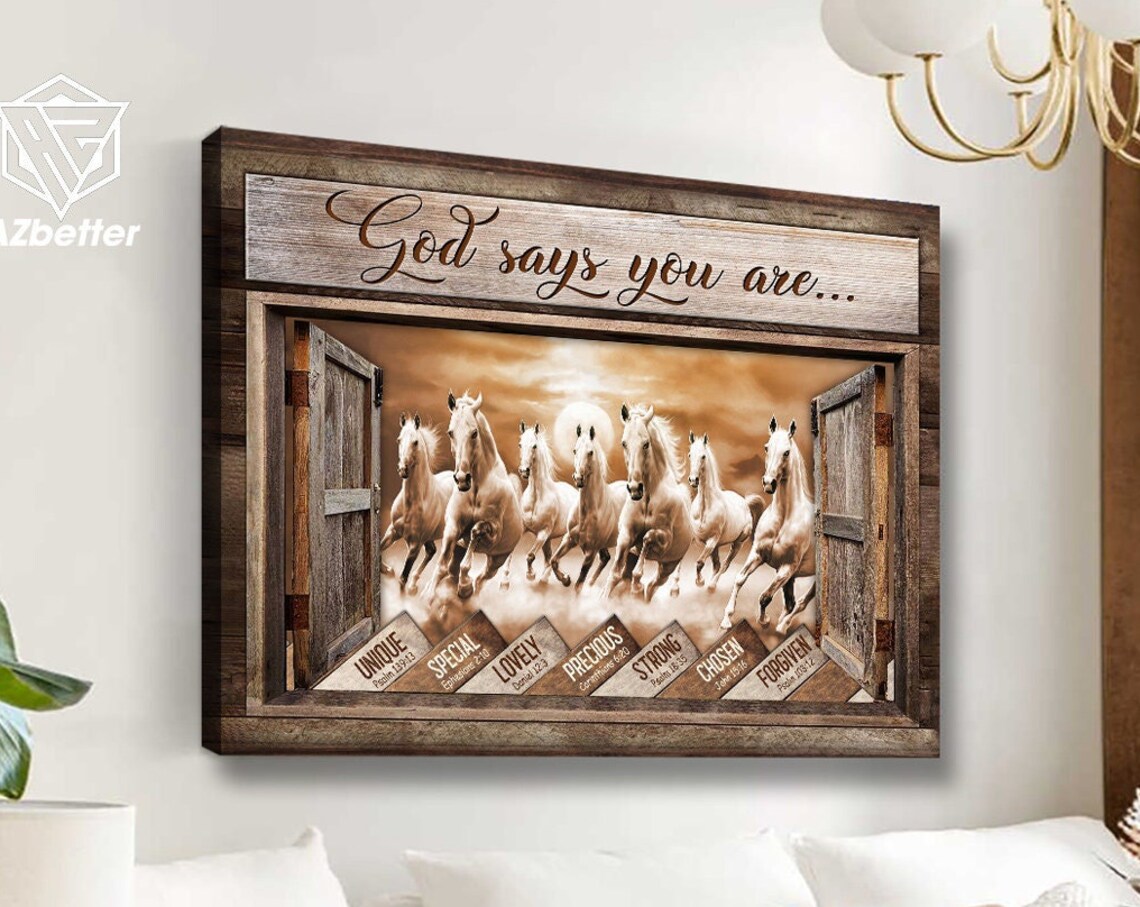 God Says You Are White Horses Running Through Barn Doors Faith Poster