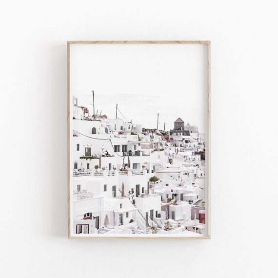 Greece Cityscape Art Print, Santorini Travel Poster