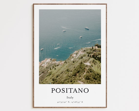 Positano Italy Travel Poster, Amalfi Coast Room Decor