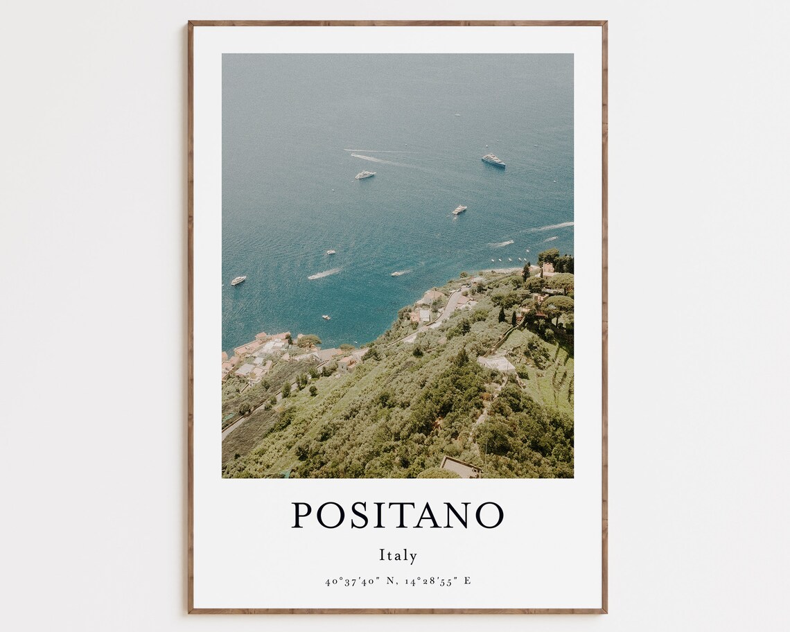 Positano Italy Travel Poster, Amalfi Coast Room Decor
