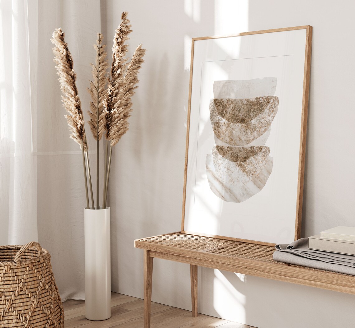 Abstract Minimalist Beige Watercolor Poster Print - Image 3