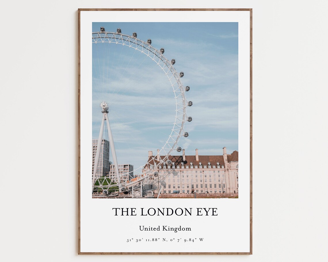 The London Eye Minimalist Photo Travel Landmark England Poster