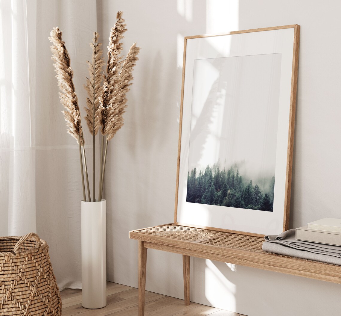 Pine Forest Print, Minimalist Nordic Forest Poster - Image 2
