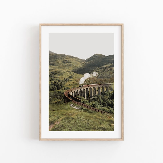 Scotland Travel Poster, Botanical Mountain Art