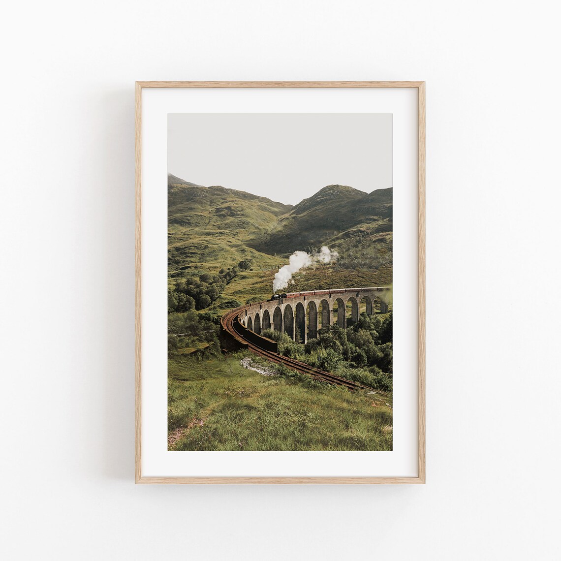 Scotland Travel Poster, Botanical Mountain Art