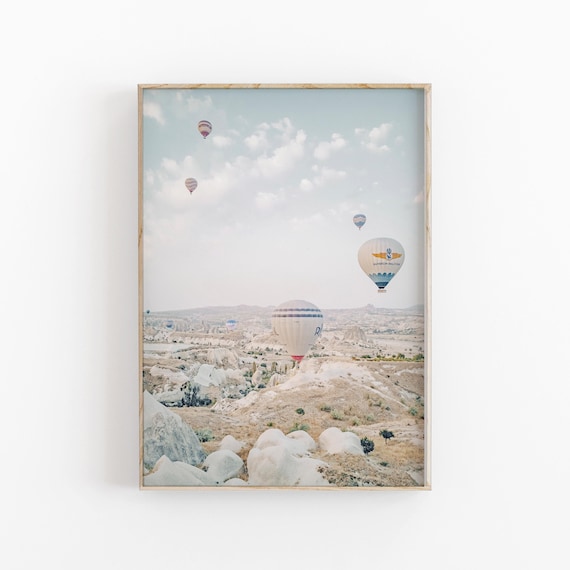 Air Balloon Print, Modern Minimalist Travel Poster