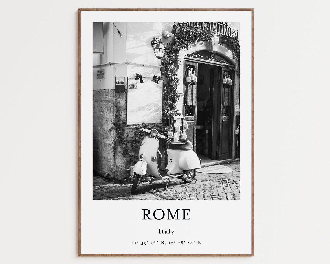 Rome Italy City View Art Print, Black and White