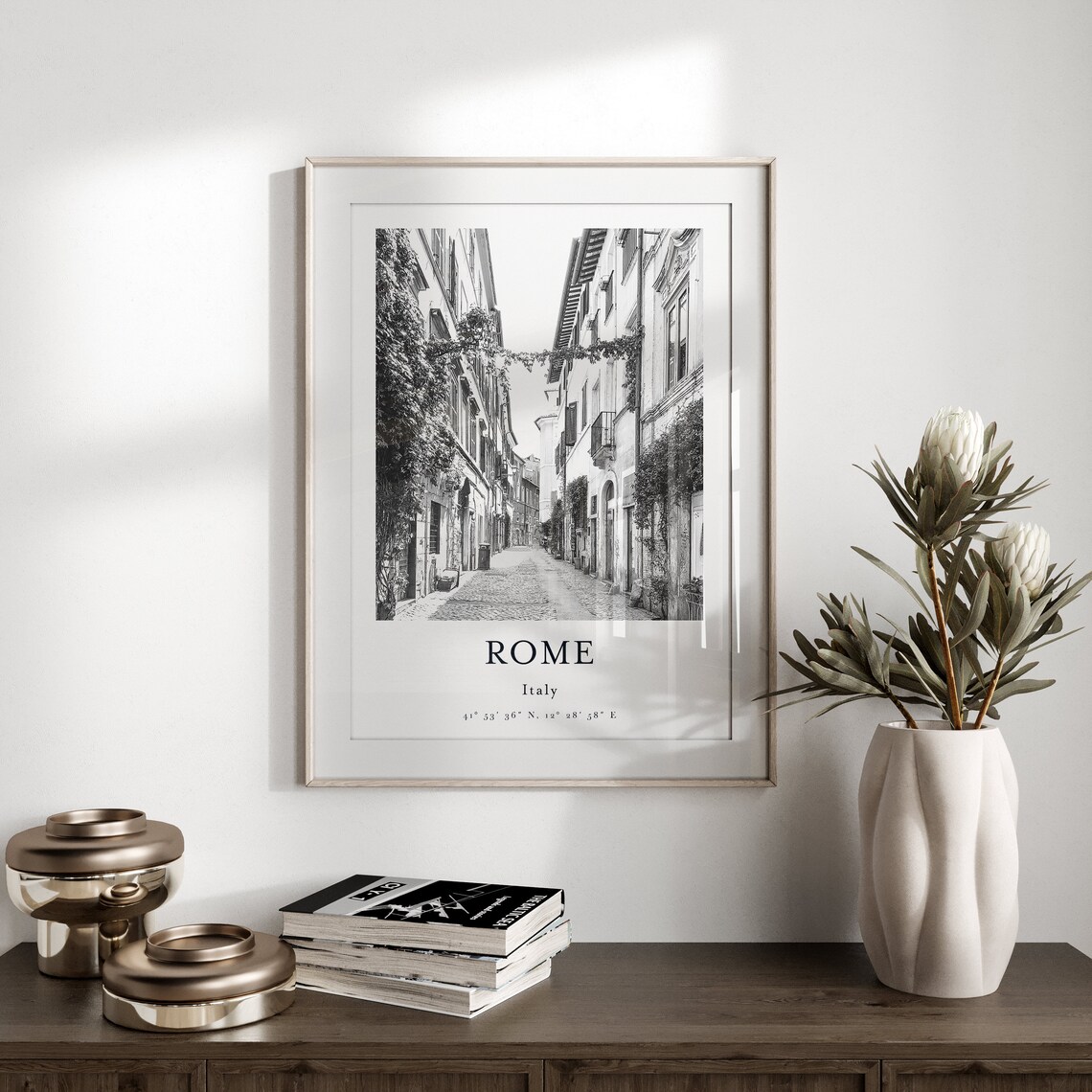 Rome Italy Cityscape Black and White Travel Poster - Image 2