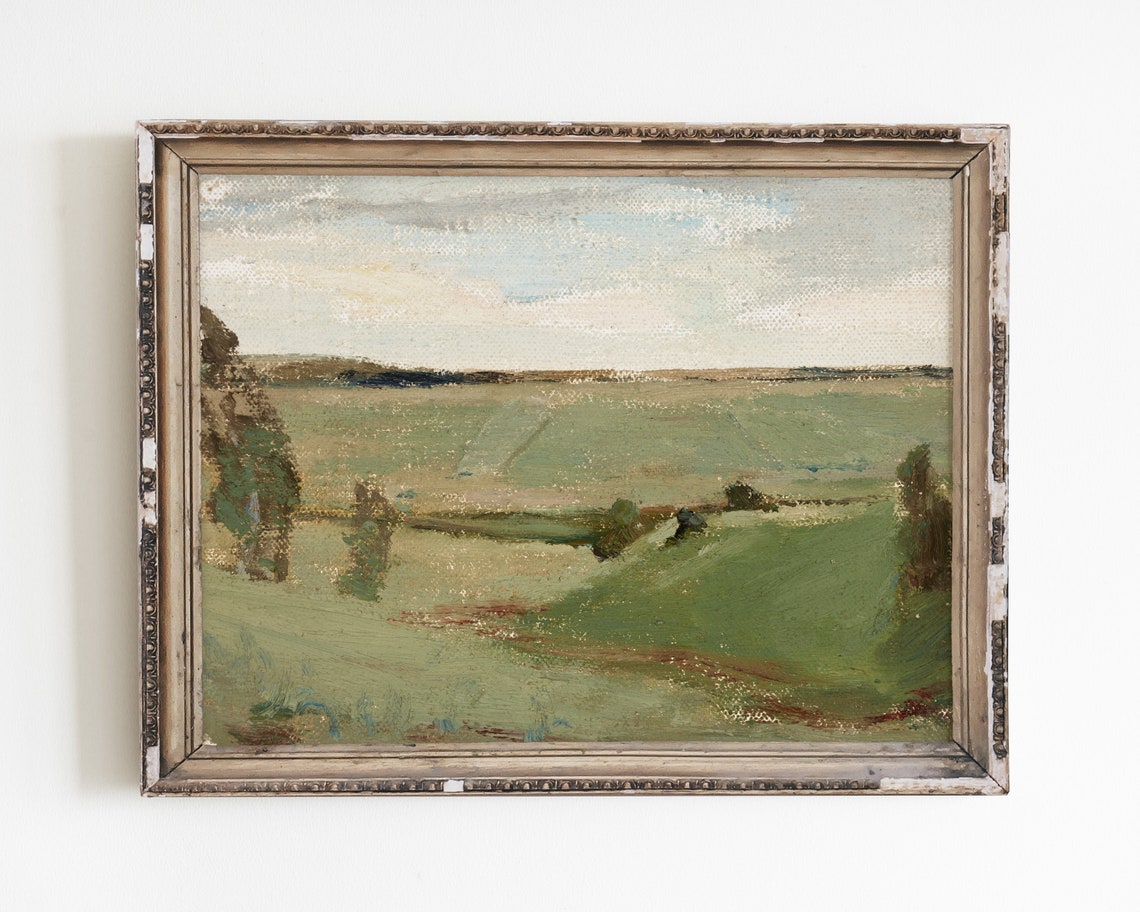 Abstract Landscape Painting Vintage Meadow Painting Landscape Oil Painting Fine Art Print For Vintage Wall Art Wall Art