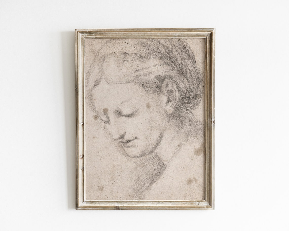 Abstract Woman Sketch Art Female Print Abstract Vintage Art Vintage Drawing Woman Print Line Art Minimalist Wall Art Figure Art