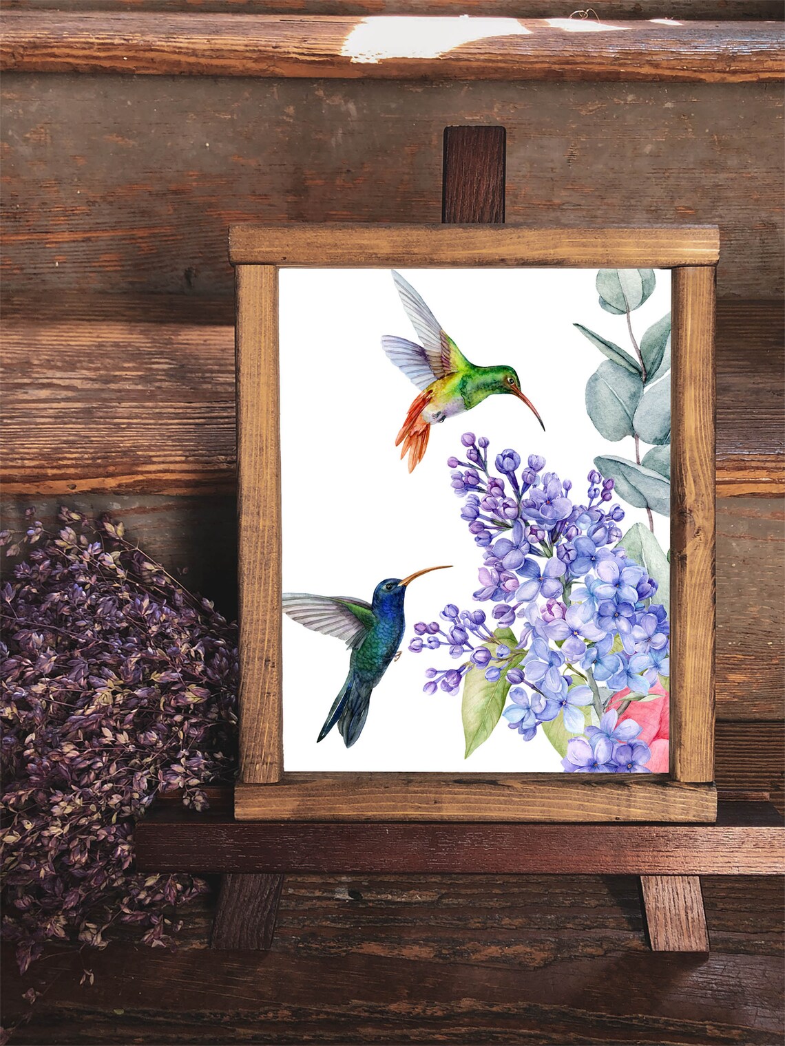 Hummingbird Hummingbird Sign 5x7 8x10 11x14 16x20 French Country Decor Floral Sign Watercolor Lilacs Eucalyptus Wall Art Diy Decor