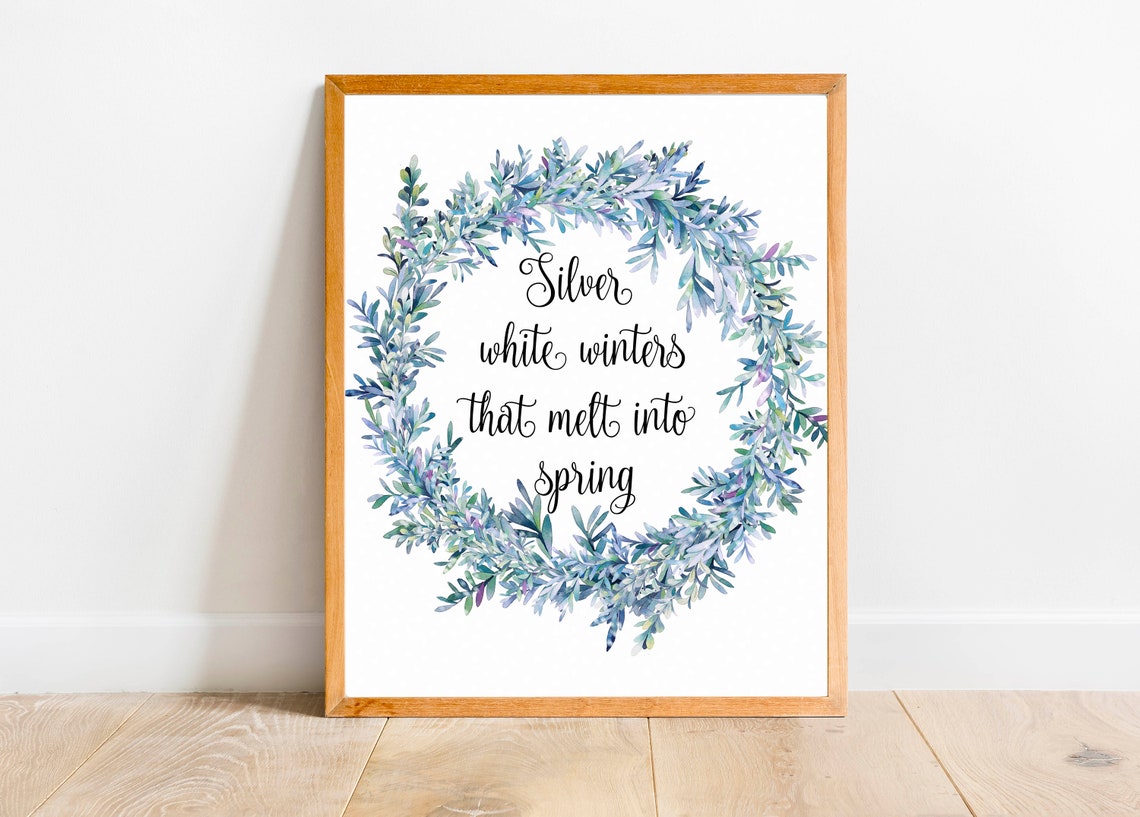 Silver White Winters That Melt Into Spring Frosty Wreath Poster - Image 7