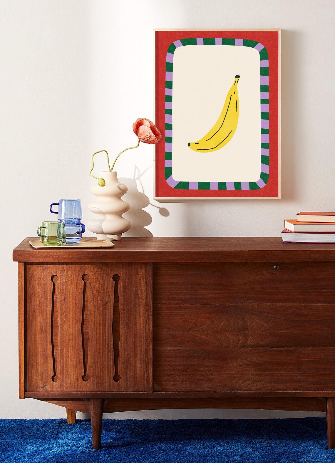 Colorful Yellow Banana Retro Fruit Illustration Kitchen Poster - Image 2